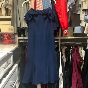 Elegant Navy Off-Shoulder Dress